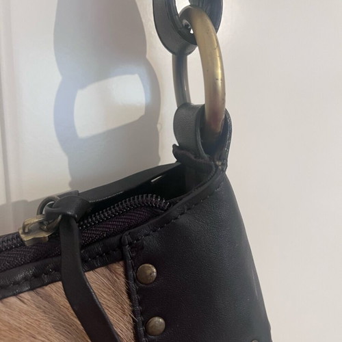 Pony skin crossbody leather bag like new, brown