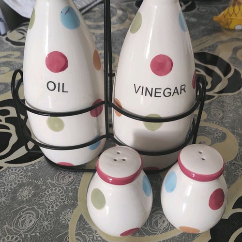 Kitchen items new unused for oil, vinegar, salt, pepper
