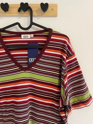 Cecil striped burgundy blouse XL new cotton