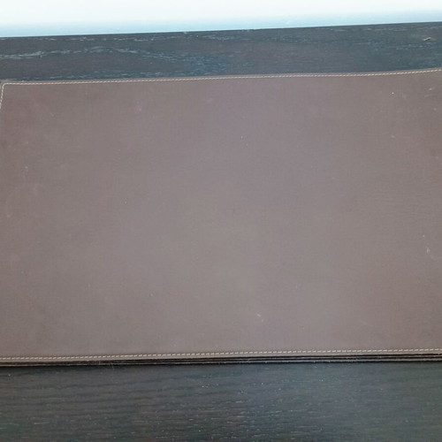 Leather placemats used, brown, pack of 6, Italian with decorative stitching