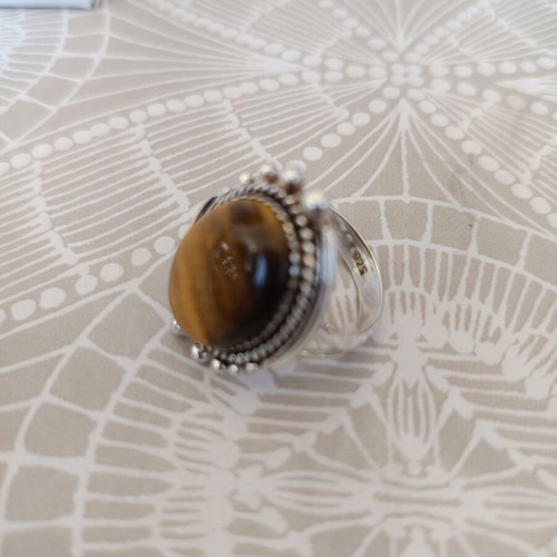 925 Silver ring with tiger's eye