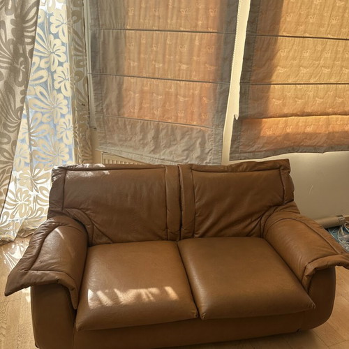 Leather sofa set, three-piece, genuine leather
