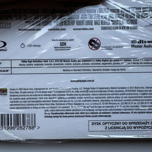 Invictus Blu-ray like new with Greek subtitles