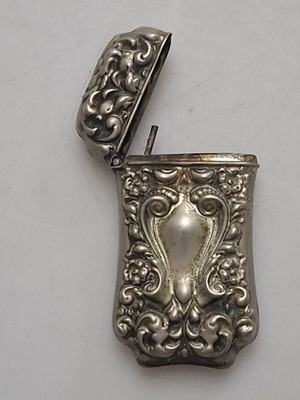 Αντίκα θήκη για σπίρτα Art Nouveau από ασήμι Sterling μεταχειρισμένη