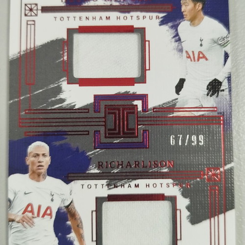 Heung-Min Son/Richarlison 2023-24 Panini Impeccable EPL Dual Materials card like new