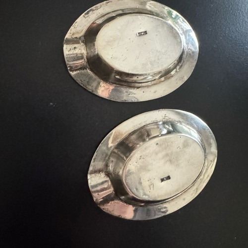 Silver ashtrays Hanau pair vintage condition, 19th century Germany