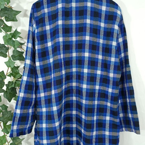 Plaid shirt blue and grey like new with 3/4 sleeves