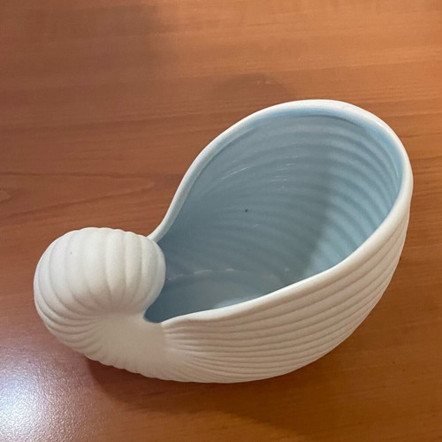 White ceramic shell new with blue interior