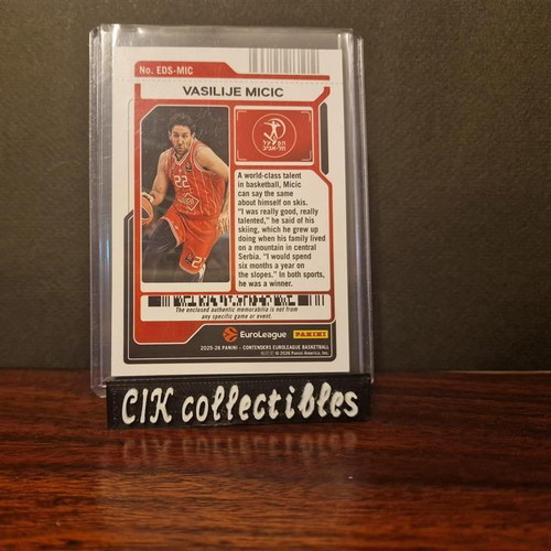 Panini Euroleague Contenders Hapoel Vasilije Micic Dual Patch card new