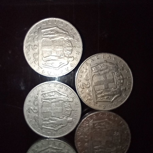 2 Drachmae 1970, 1967, 1966, 1973 like new