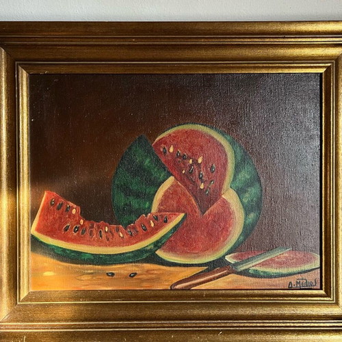 Oil painting on canvas by D. Melios 41x53 in very good condition with wooden frame