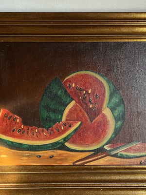 Oil painting on canvas by D. Melios 41x53 in very good condition with wooden frame