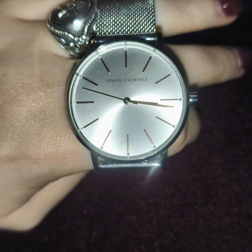 Armani Exchange women's watch with mesh bracelet, new, grey and silver