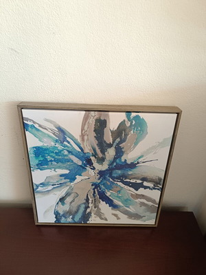 Modern canvas painting 40x40 cm abstract blue and gray, like new