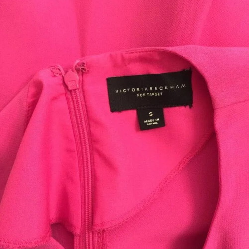 Victoria Beckham for Target sleeveless twill ruffle hem dress like new, hot pink