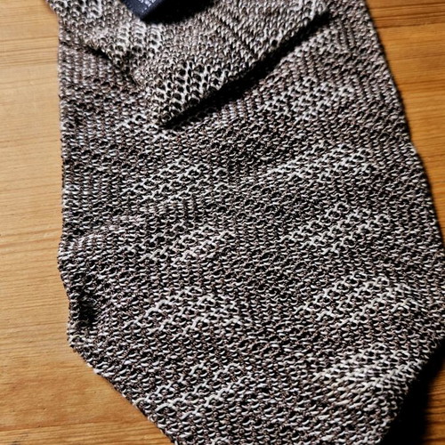 Invitation knitted tie new, vintage '90, linen, brown and beige