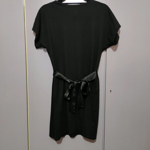 Black dress with satin ribbon belt like new