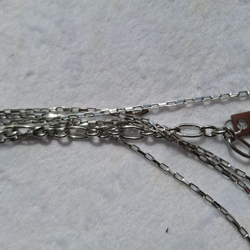 Steel necklace with chains and cross pendants new, silver