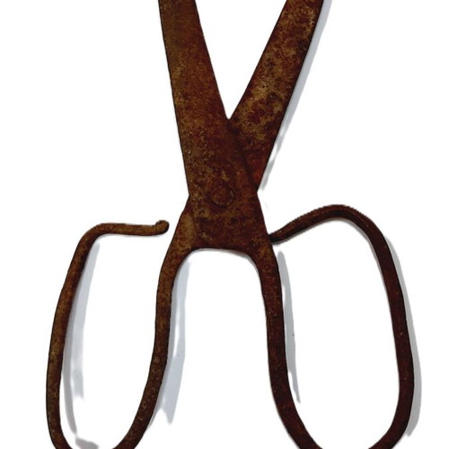 Hand Forged Antique Iron Scissors used, industrial rustic style, 23 cm