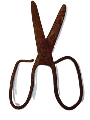 Hand Forged Antique Iron Scissors used, industrial rustic style, 23 cm