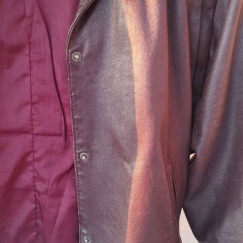 Vintage leather jacket from Constantinople with double belt, burgundy