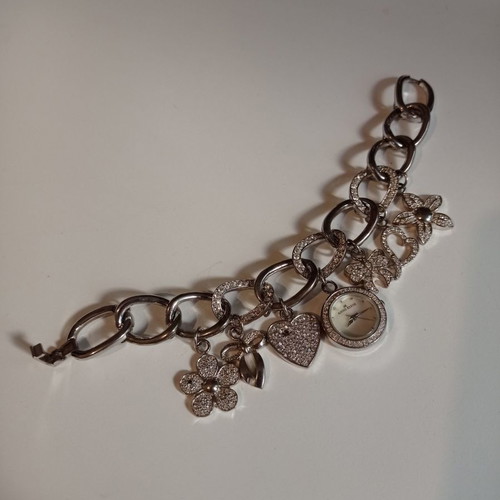 Anne Klein women's watch used, silver, authentic with missing rhinestones
