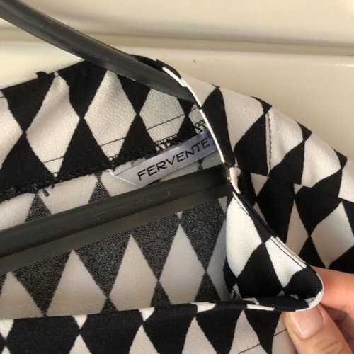 Checked short-sleeve dress used, size L, black and white