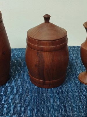 Old wooden vases