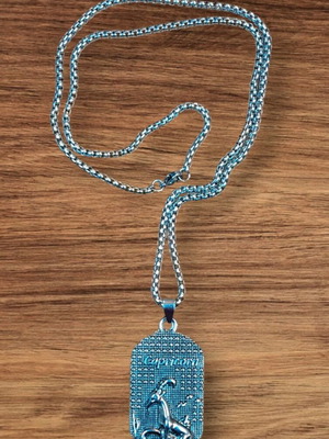 Capricorn Dog Tag necklace new, steel chain 60 cm