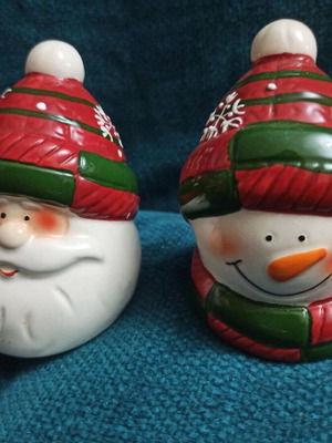 Christmas salt and pepper shakers Santa Claus and snowman new