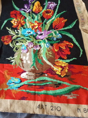 Embroidered artwork from 70s-80s Greek made, used