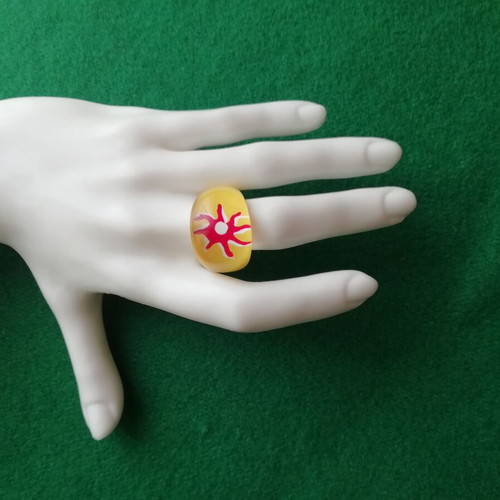 Blown glass sun ring in yellow color new