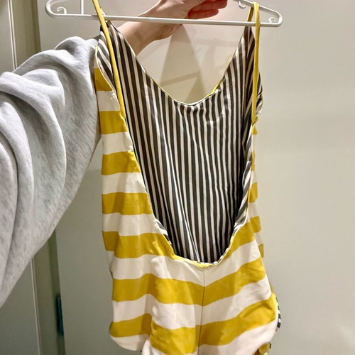 Madame Shou Shou striped swimsuit size M like new, white and yellow