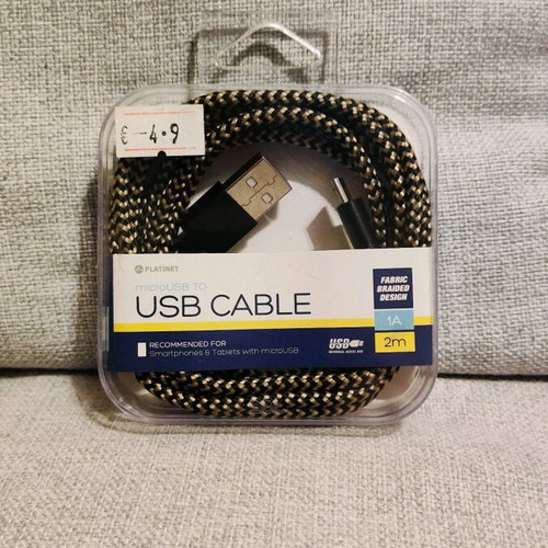 Καλώδιο USB to Micro USB Platinet καινούργιο, μήκος 2 μέτρα, 1A