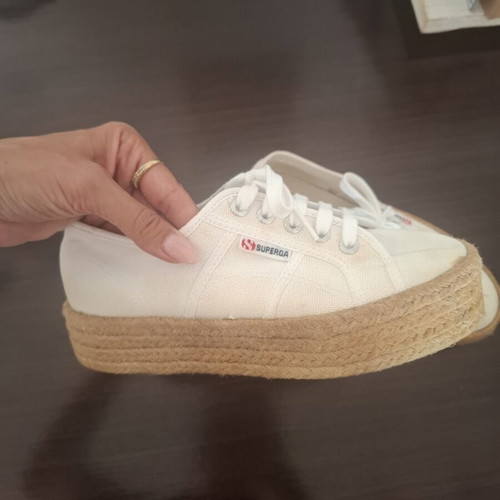 Superga sneakers like new, white with platform sole