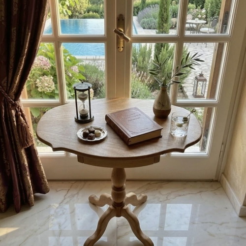 Handmade Venetian Style Solid Mahogany Side Table with Secret Drawer