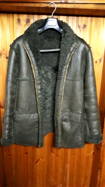 Guaranteed Original Shearling Oil Leather Jacket-mouton andriko