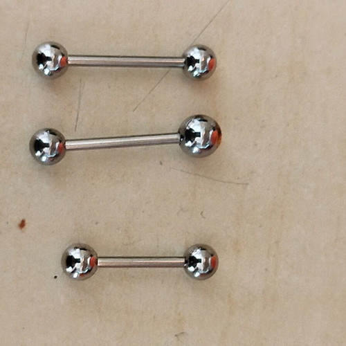 Steel Earrings for Tongue or Ear, Set of 3, New, Silver