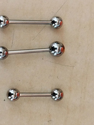 Steel Earrings for Tongue or Ear, Set of 3, New, Silver