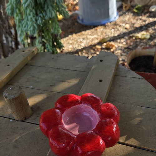 Handmade red flower tealight holder