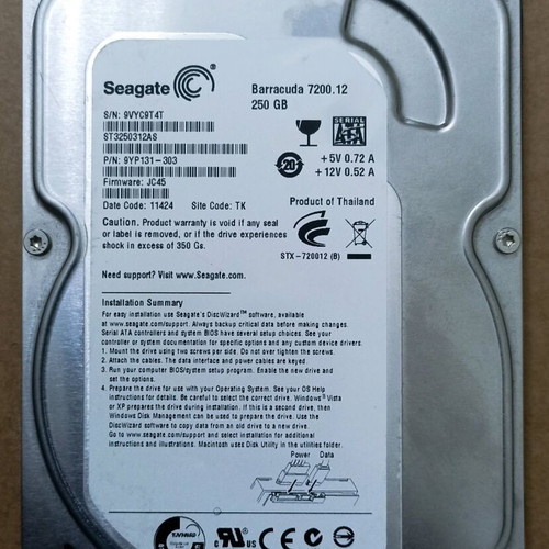 Seagate Barracuda 7200.12 250GB HDD used SATA II