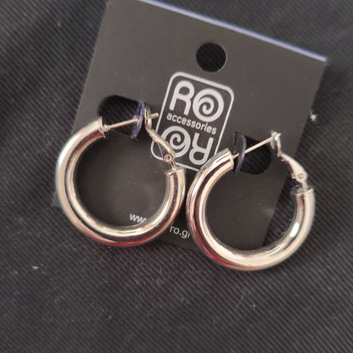 Silver Earrings Thick Hoop Surgical Steel New
