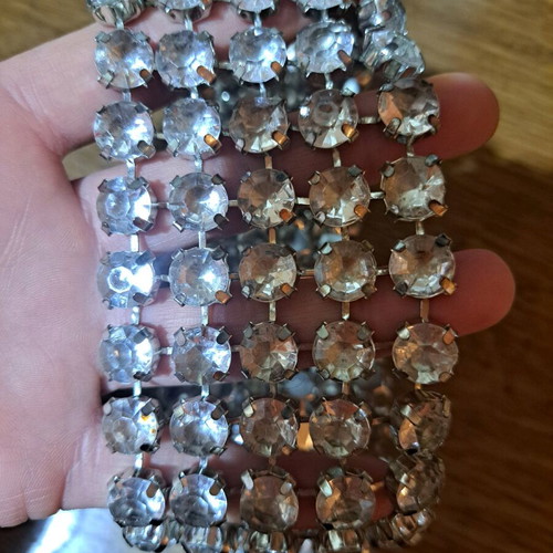 Belt with rhinestones metallic silver 70 cm + chain like new