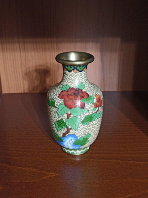 Decorative bronze cloisonné vase like new, 1970s vintage style