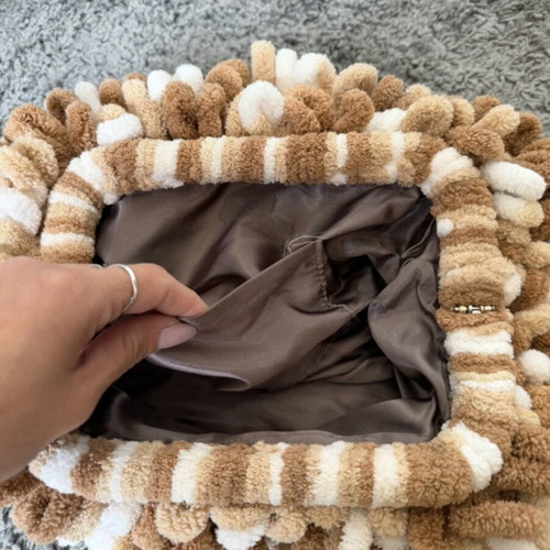 Handmade handbag like new, brown beige white