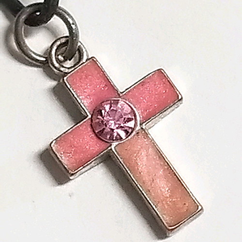 Pink cross used with crystal and adjustable cord