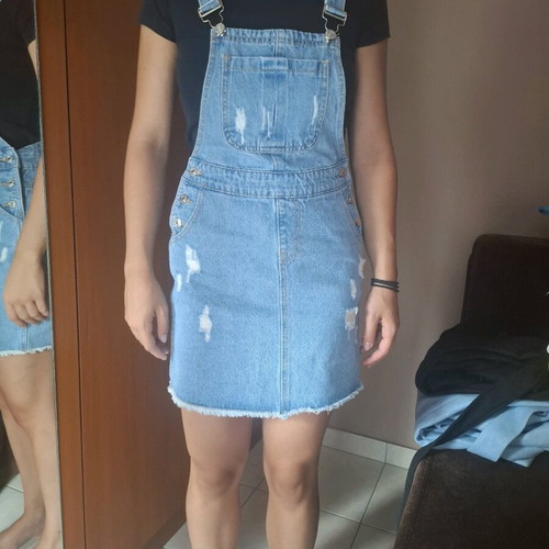 Denim pinup salopette dress like new, light blue