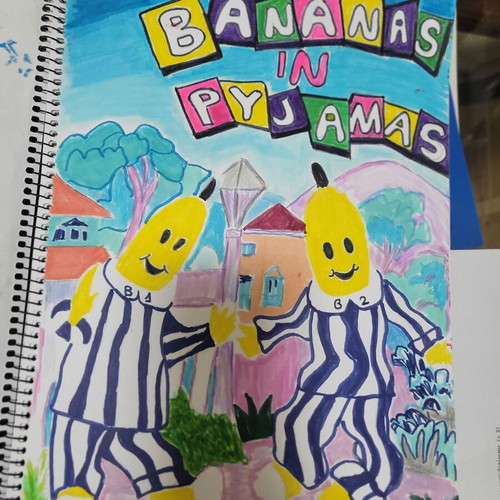 Watercolor painting hand-drawn with marker new
