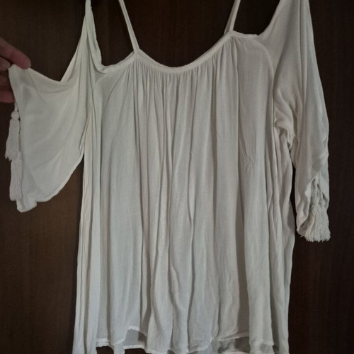 Off Shoulder Blouse used, cream, cotton, size XL
