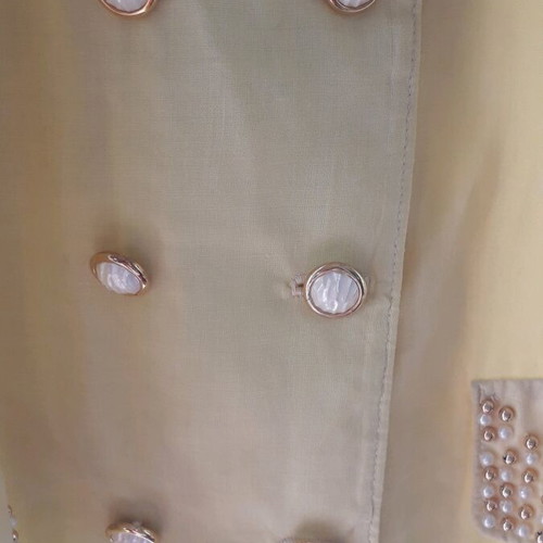 Linen tayeur handmade with embroidery and beads in white color